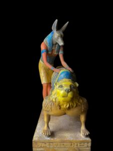 Large God Anubis statue mummifying king Tutankhamun made in Egypt from stone. - Image 5
