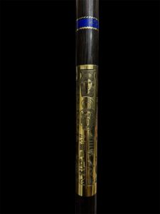 Lotus Flower Was Sceptre: Ebony, Brass, Gold, Gemstone Osiris Staff - Image 5