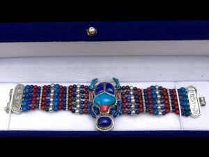 Handmade Silver Scarab Bracelet: Egyptian Gemstone Jewelry - Image 5