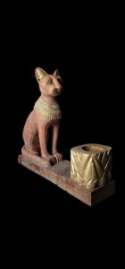 Egyptian Bastet Cat Statue with Candle Holder - Wood Home Decor - Image 5