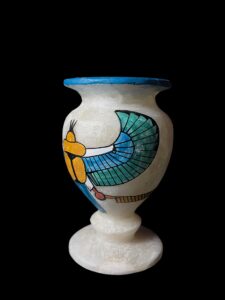 Alabaster Vase for Scarab beetle and winges of Isis for Protection made in Egypt for Home decor, Egyptian Home Decor Vases - Image 5