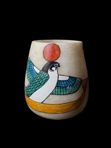 Egyptian Alabaster Vase: God Ra Falcon Home Decor - Image 5