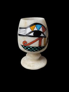 Egyptian Alabaster Vase: Eye of Horus & Lotus Flower Decor - Image 5