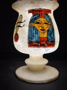 Egyptian Alabaster Vase: Goddess Hathor & Eye of Ra Home Decor - Image 5