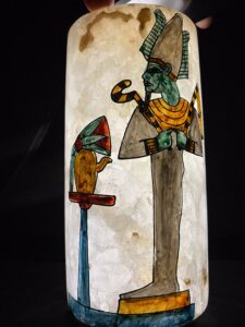 Egyptian Alabaster Vase: Osiris, Djed Pillar & Lotus Flower Decor - Image 5