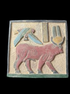 Goddess Hathor relief with Vulture Nekhbet Gooddess . - Image 5