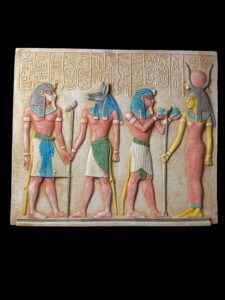 Unique ancient Egyptian Wall relief of Anubis and Hathor and Ramses II - Image 5