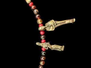 Handcrafted Rose & Black Granite Egyptian God Ptah Necklace - Image 5