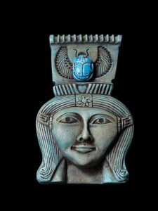 Manifest Handmade Goddess Hathor Statuette, winged Scarab symbol for protection - Image 5