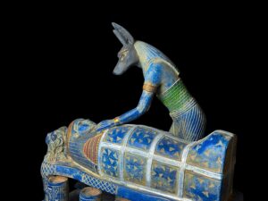 Large God Anubis statue mummifying king Tutankhamun made in Egypt from stone. - Image 6