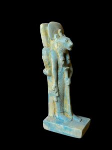 Egyptian Goddess Sekhmet Protecting Hathor Statue - Image 6