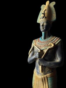 Basalt Stone Egyptian God Osiris Statue: Natural Colors - Image 6