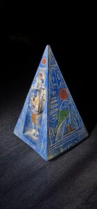 Egyptian Pyramid replica statue is made of stone and a pharaoh statuette. - Image 6