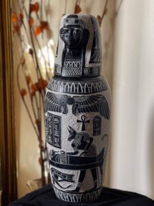43 cm H Set of Four Egyptian canopic Jars, sons of Horus figurine. - Image 6