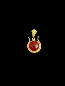 Goddess Hathor Amulet: 18k Gold-plated Carnelian Pendant - Image 6