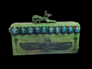 Egyptian God Anubis Coffin: Isis, Sekhmet & Scarab Beetle - Image 6