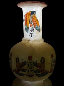 God Horus Alabaster Vase: Egyptian Decor with Cobra Goddess & Eye of Ra - Image 6