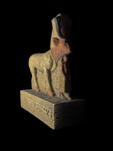 Goddess Hathor Statue with Amenhotep II: Vintage Stone Museum Replica - Image 6