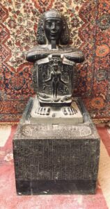 Basalt Djedher Block Statue: Egyptian Priest Holding Horus Stela Replica - Image 6