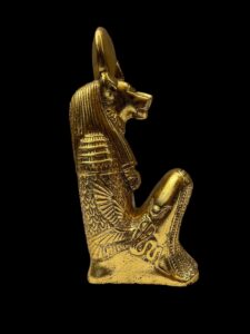Gold Leaf Sekhmet Statue: Egyptian Goddess Decor - Image 6