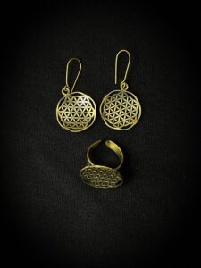 Egyptian Flower of Life Ring and Earrings: Sacred Geometry Jewelry - Image 6