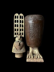 Vintage Egyptian God Ra Jar: Falcon Statue with Sun Disk - Image 6