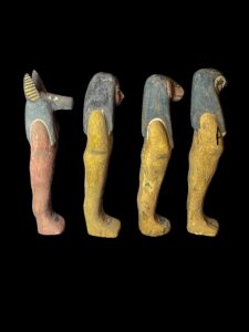Ancient Egyptian Canopic Jars: Sons of Horus Wooden Figurines - Image 6