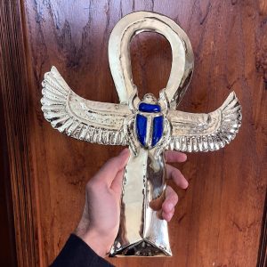 24k Gold Plated Brass Ankh: Egyptian Key of Life with Scarab - Image 6