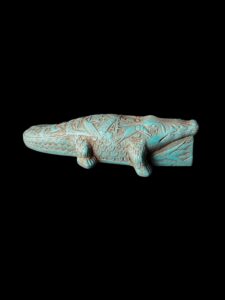 Egyptian God Sobek Statue: Composite Granite Crocodile God - Image 6