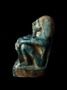 Goddess Hathor Statue with High Priest: Vintage Egyptian Stone - Image 6