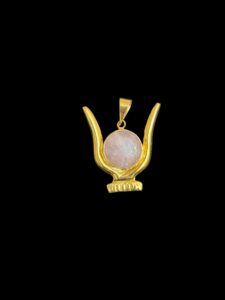 Goddess Hathor Amulet: 18k Gold Plated Quartz Pendant - Image 6