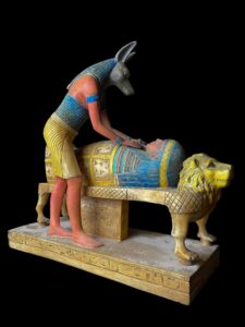 Large God Anubis statue mummifying king Tutankhamun made in Egypt from stone. - Image 6
