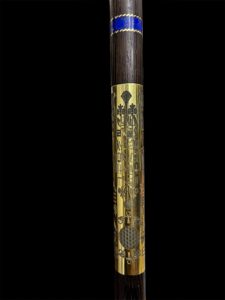 Lotus Flower Was Sceptre: Ebony, Brass, Gold, Gemstone Osiris Staff - Image 6