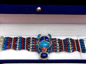 Handmade Silver Scarab Bracelet: Egyptian Gemstone Jewelry - Image 6
