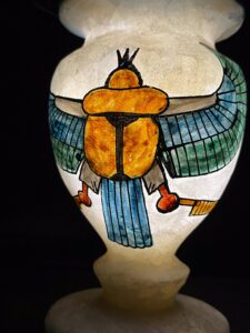 Alabaster Vase for Scarab beetle and winges of Isis for Protection made in Egypt for Home decor, Egyptian Home Decor Vases - Image 6