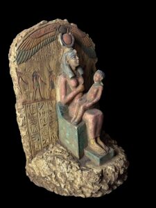 Vintage Goddess Isis statue, unique Isis goddess Statue. Goddess Isis breastfeeding God Horus Museum statue - Image 6