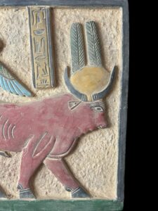 Goddess Hathor relief with Vulture Nekhbet Gooddess . - Image 6