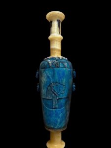 Vintage Alabaster Amphora: Egyptian Goddess Sekhmet & God Bes - Image 6