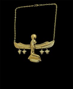 Goddess Sekhmet Pectoral Necklace: 24k Gold Plated Lotus Amulet - Image 6