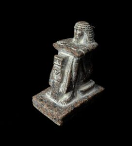 Egyptian Goddess Hathor Statue with High Priest: Vintage Stone - Image 6