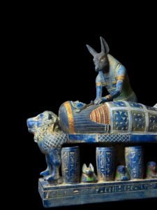 Large God Anubis statue mummifying king Tutankhamun made in Egypt from stone. - Image 7
