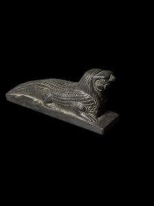 Basalt Crocodile Statue: Egyptian God Horus Falcon Head - Image 7