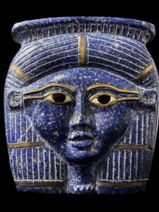 Handmade Lapis Lazuli Egyptian Goddess Hathor Head: Museum Replica - Image 7