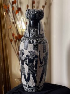 43 cm H Set of Four Egyptian canopic Jars, sons of Horus figurine. - Image 7