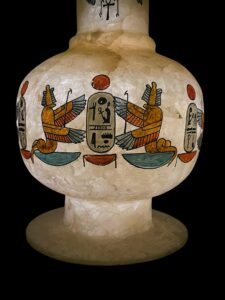 God Horus Alabaster Vase: Egyptian Decor with Cobra Goddess & Eye of Ra - Image 7