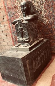 Basalt Djedher Block Statue: Egyptian Priest Holding Horus Stela Replica - Image 7