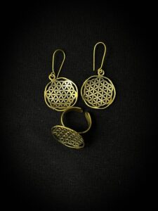 Egyptian Flower of Life Ring and Earrings: Sacred Geometry Jewelry - Image 7