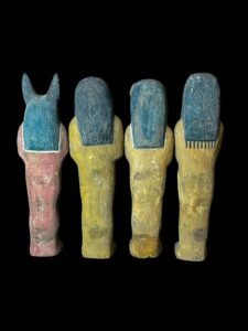 Ancient Egyptian Canopic Jars: Sons of Horus Wooden Figurines - Image 7