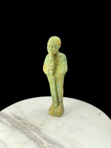 Handcrafted Rose & Black Granite Egyptian God Ptah Statue - Image 7