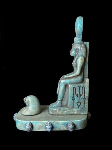 Hathor Statue with Horus Falcon Head & Scarab Beetle: Museum Replica - Image 7